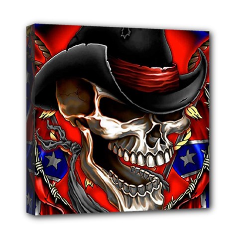 Confederate Flag Usa America United States Csa Civil War Rebel Dixie Military Poster Skull Mini Canvas 8  X 8  (stretched) by Sapixe