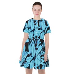 Blue Winter Tropical Floral Watercolor Sailor Dress by dressshop