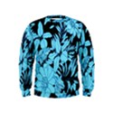 Blue Winter Tropical Floral Watercolor Kids  Sweatshirt View1