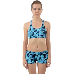 Blue Winter Tropical Floral Watercolor Back Web Gym Set by dressshop