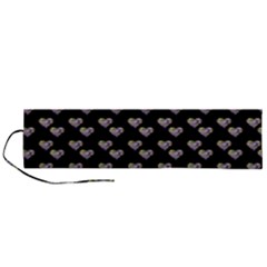 Patchwork Heart Black Roll Up Canvas Pencil Holder (l) by snowwhitegirl