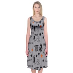 Slam Dunk Basketball Gray Midi Sleeveless Dress by mccallacoulturesports