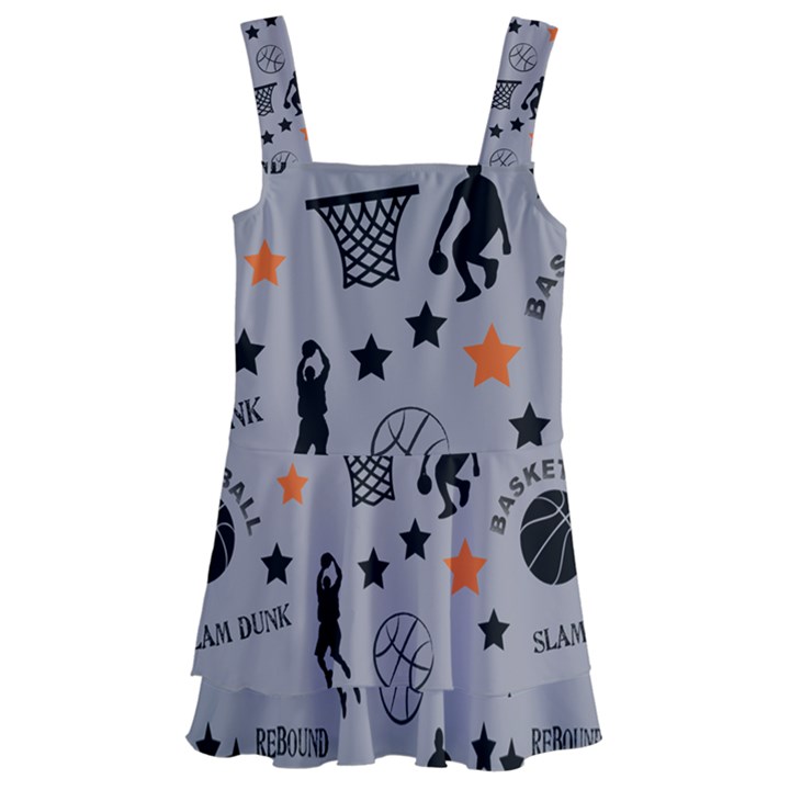 Slam Dunk Basketball Gray Kids  Layered Skirt Swimsuit