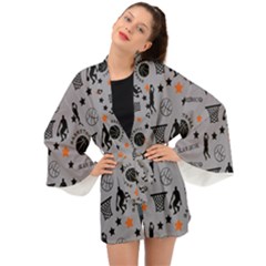 Slam Dunk Basketball Gray Long Sleeve Kimono by mccallacoulturesports