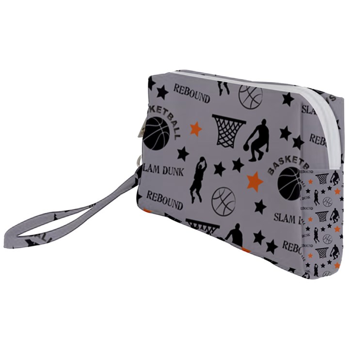 Slam Dunk Basketball Gray Wristlet Pouch Bag (Small)