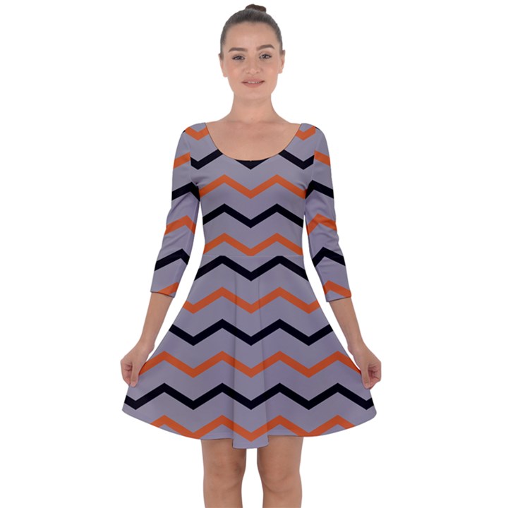 Basketball Thin Chevron Quarter Sleeve Skater Dress