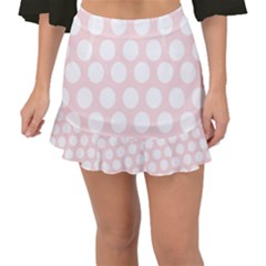 Pink And White Polka Dots Fishtail Mini Chiffon Skirt by mccallacoulture