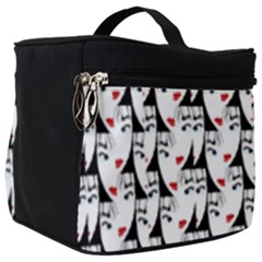 Cartoon Style Asian Woman Portrait Collage Pattern Make Up Travel Bag (big) by dflcprintsclothing