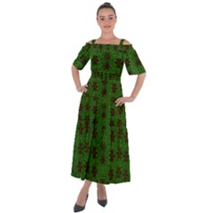 Rose Stars So Beautiful On Green Shoulder Straps Boho Maxi Dress  by pepitasart