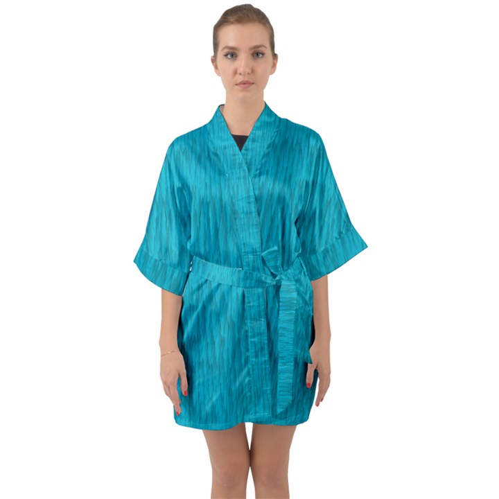 Festive Rainbow, Season To Wear Blue Half Sleeve Satin Kimono 