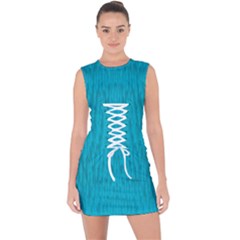 Festive Rainbow, Season To Wear Blue Lace Up Front Bodycon Dress by pepitasart