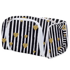 Stripes Heart Pattern Toiletries Pouch by designsbymallika