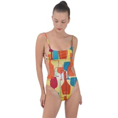 I Love Wine Tie Strap One Piece Swimsuit by designsbymallika