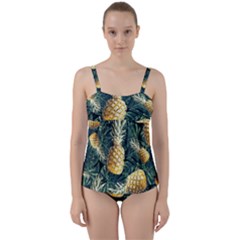 Pattern Ananas Tropical Twist Front Tankini Set by kcreatif