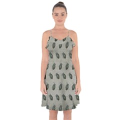 Army Green Hand Grenades Ruffle Detail Chiffon Dress by McCallaCoultureArmyShop