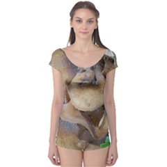 Close Up Mushroom Abstract Boyleg Leotard  by Fractalsandkaleidoscopes