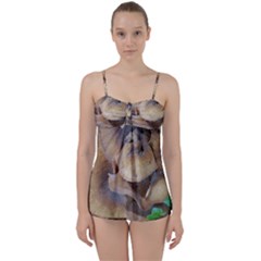 Close Up Mushroom Abstract Babydoll Tankini Set by Fractalsandkaleidoscopes