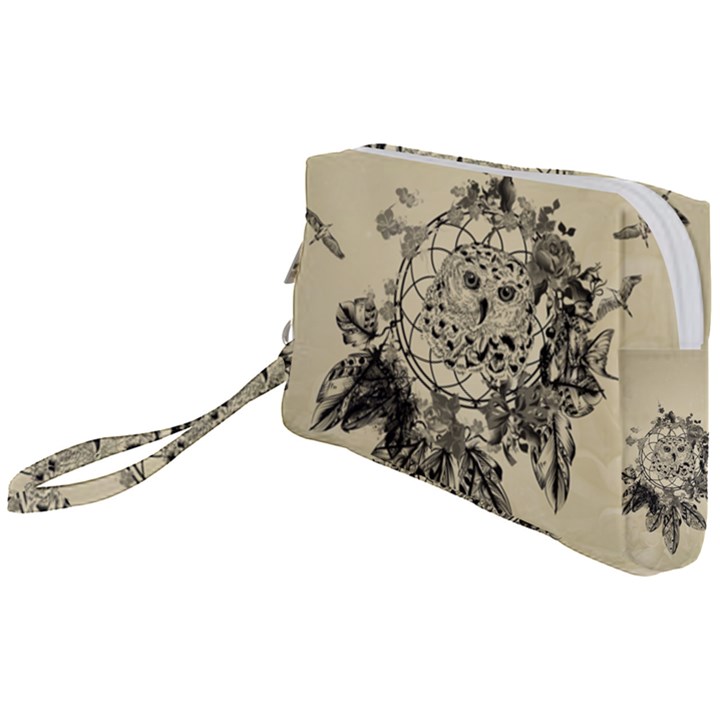 Owl On A Dreamcatcher Wristlet Pouch Bag (Small)