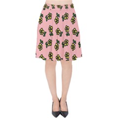 Daisy Pink Velvet High Waist Skirt by snowwhitegirl