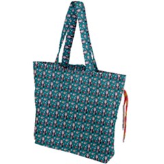 Chrix Pat Teal Drawstring Tote Bag by snowwhitegirl