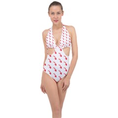 Create Your Own Custom Online Full Print Blank Template Halter Front Plunge Swimsuit by startdesign