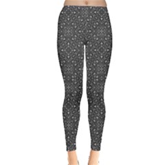 Black And White Ethnic Pattern Leggings  by RedPanda