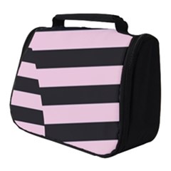 Black And Light Pastel Pink Large Stripes Goth Mime French Style Full Print Travel Pouch (small) by genx