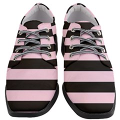 Black And Light Pastel Pink Large Stripes Goth Mime French Style Women Heeled Oxford Shoes by genx