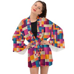 Abstract Geometry Blocks Long Sleeve Kimono by Bajindul