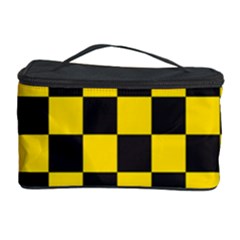 Checkerboard Pattern Black And Yellow Ancap Libertarian Cosmetic Storage by snek