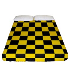 Checkerboard Pattern Black And Yellow Ancap Libertarian Fitted Sheet (california King Size) by snek