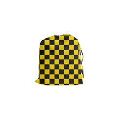 Checkerboard Pattern Black And Yellow Ancap Libertarian Drawstring Pouch (xs) by snek