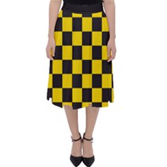 Checkerboard Pattern Black And Yellow Ancap Libertarian Classic Midi Skirt by snek