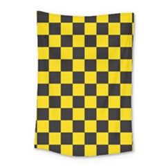 Checkerboard Pattern Black And Yellow Ancap Libertarian Small Tapestry by snek