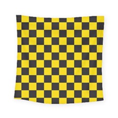 Checkerboard Pattern Black And Yellow Ancap Libertarian Square Tapestry (small) by snek