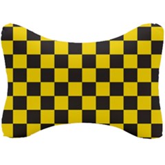 Checkerboard Pattern Black And Yellow Ancap Libertarian Seat Head Rest Cushion by snek