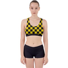 Checkerboard Pattern Black And Yellow Ancap Libertarian Work It Out Gym Set by snek