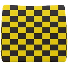 Checkerboard Pattern Black And Yellow Ancap Libertarian Seat Cushion by snek