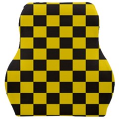 Checkerboard Pattern Black And Yellow Ancap Libertarian Car Seat Velour Cushion  by snek