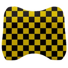 Checkerboard Pattern Black And Yellow Ancap Libertarian Velour Head Support Cushion by snek