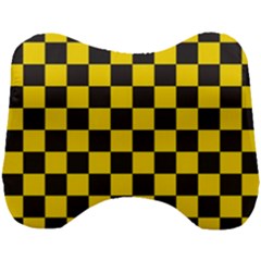 Checkerboard Pattern Black And Yellow Ancap Libertarian Head Support Cushion by snek