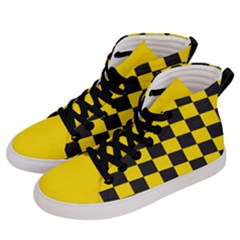 Checkerboard Pattern Black And Yellow Ancap Libertarian Men s Hi-top Skate Sneakers by snek