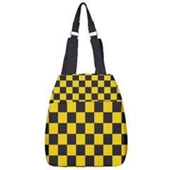 Checkerboard Pattern Black And Yellow Ancap Libertarian Center Zip Backpack by snek