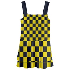 Checkerboard Pattern Black And Yellow Ancap Libertarian Kids  Layered Skirt Swimsuit by snek