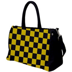 Checkerboard Pattern Black And Yellow Ancap Libertarian Duffel Travel Bag by snek