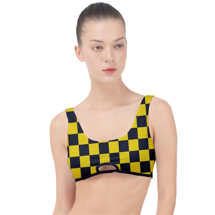 Checkerboard Pattern Black and Yellow Ancap Libertarian The Little Details Bikini Top