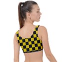 Checkerboard Pattern Black and Yellow Ancap Libertarian The Little Details Bikini Top View2