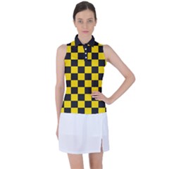 Checkerboard Pattern Black And Yellow Ancap Libertarian Women s Sleeveless Polo Tee by snek