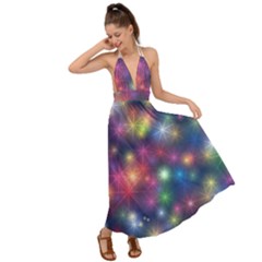 Abstract Background Graphic Space Backless Maxi Beach Dress by Bajindul