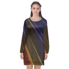 Rainbow Waves Mesh Colorful 3d Long Sleeve Chiffon Shift Dress  by HermanTelo